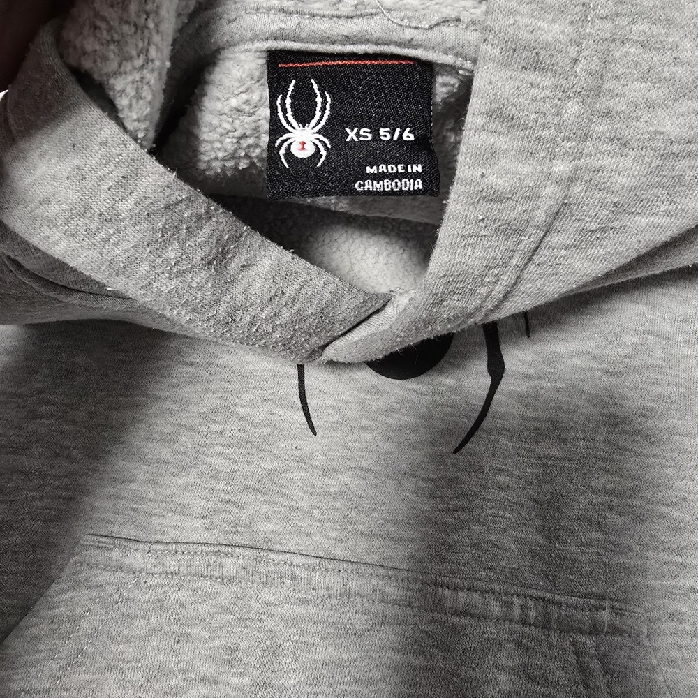Gray Spider Logo Boy's Size 5/6 Fleece Hoodie - Picture 7 of 10